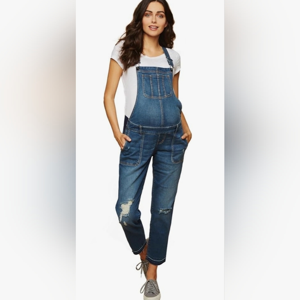 Maternity Distressed Overalls